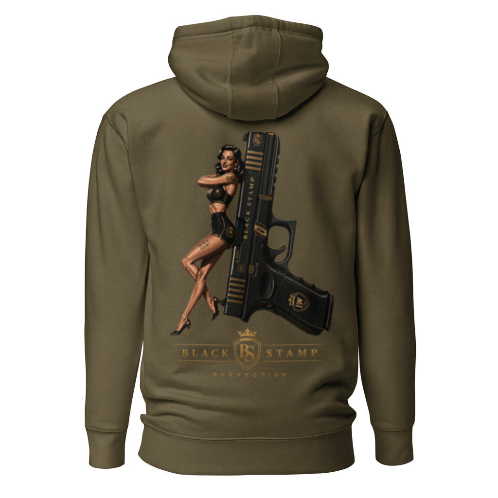 BlackStamp Pinup Girl With Glock Unisex Hoodie premium hoodie, product image 19
