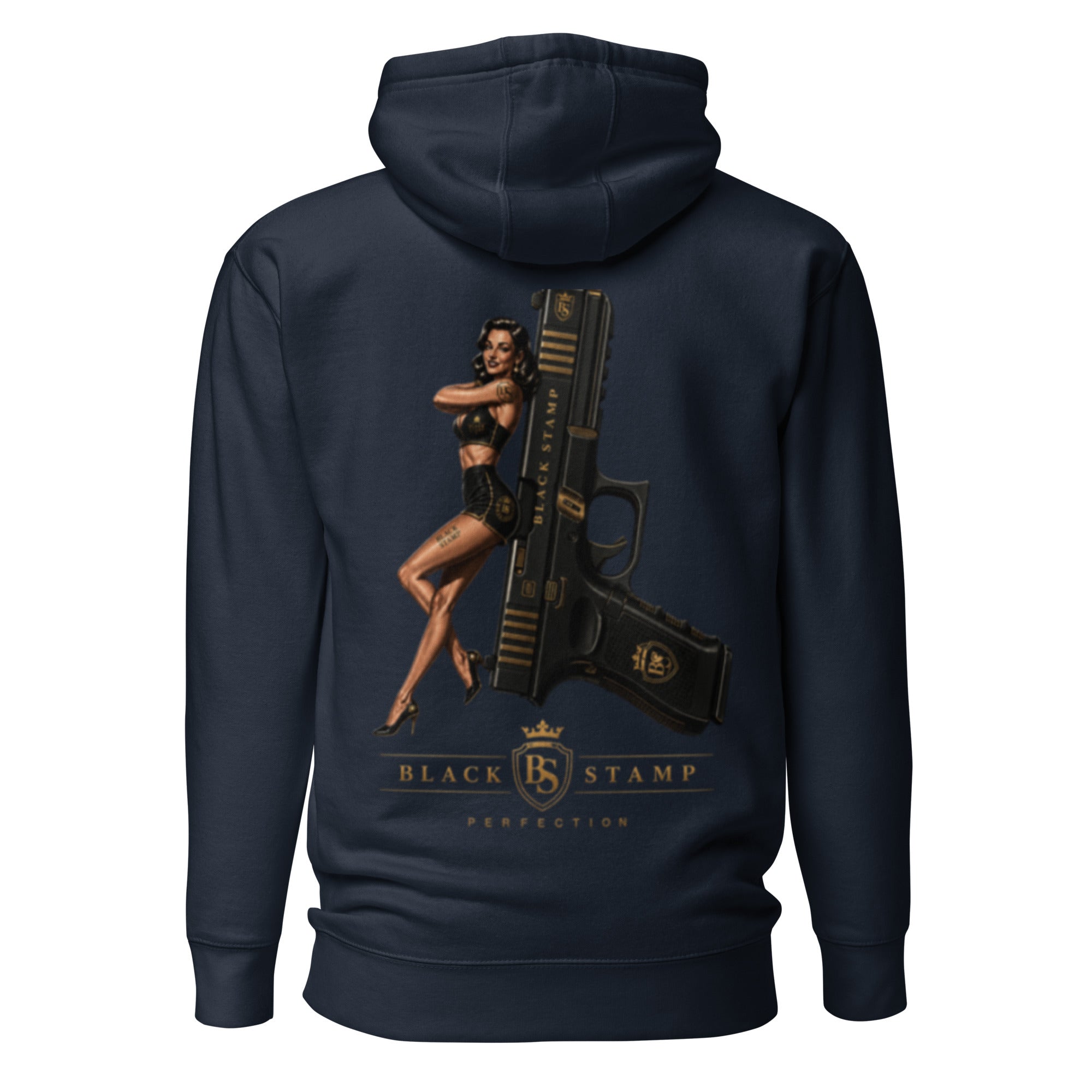 BlackStamp Pinup Girl With Glock Unisex Hoodie premium hoodie, product image 15