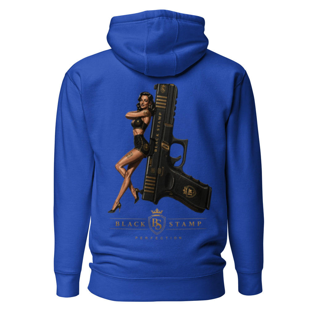 BlackStamp Pinup Girl With Glock Unisex Hoodie premium hoodie, product image 16