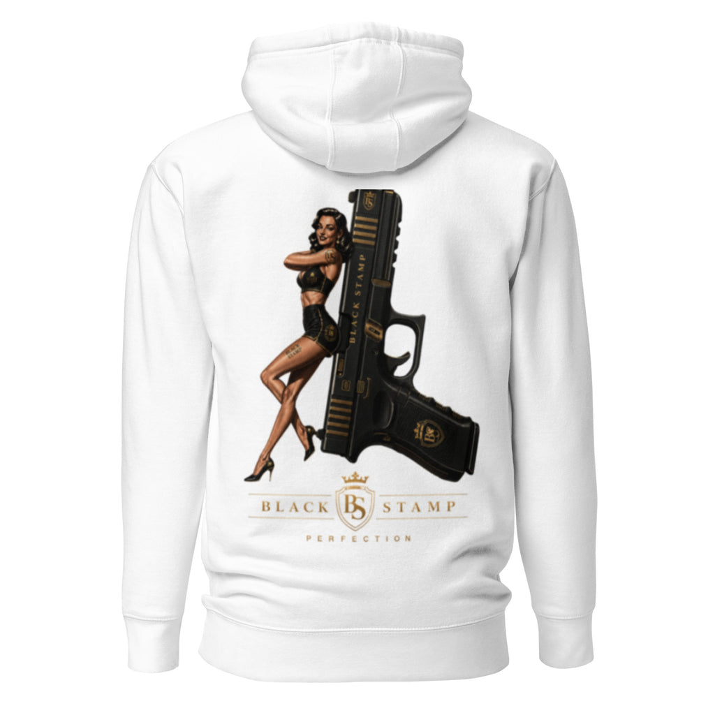 BlackStamp Pinup Girl With Glock Unisex Hoodie premium hoodie, product image 24