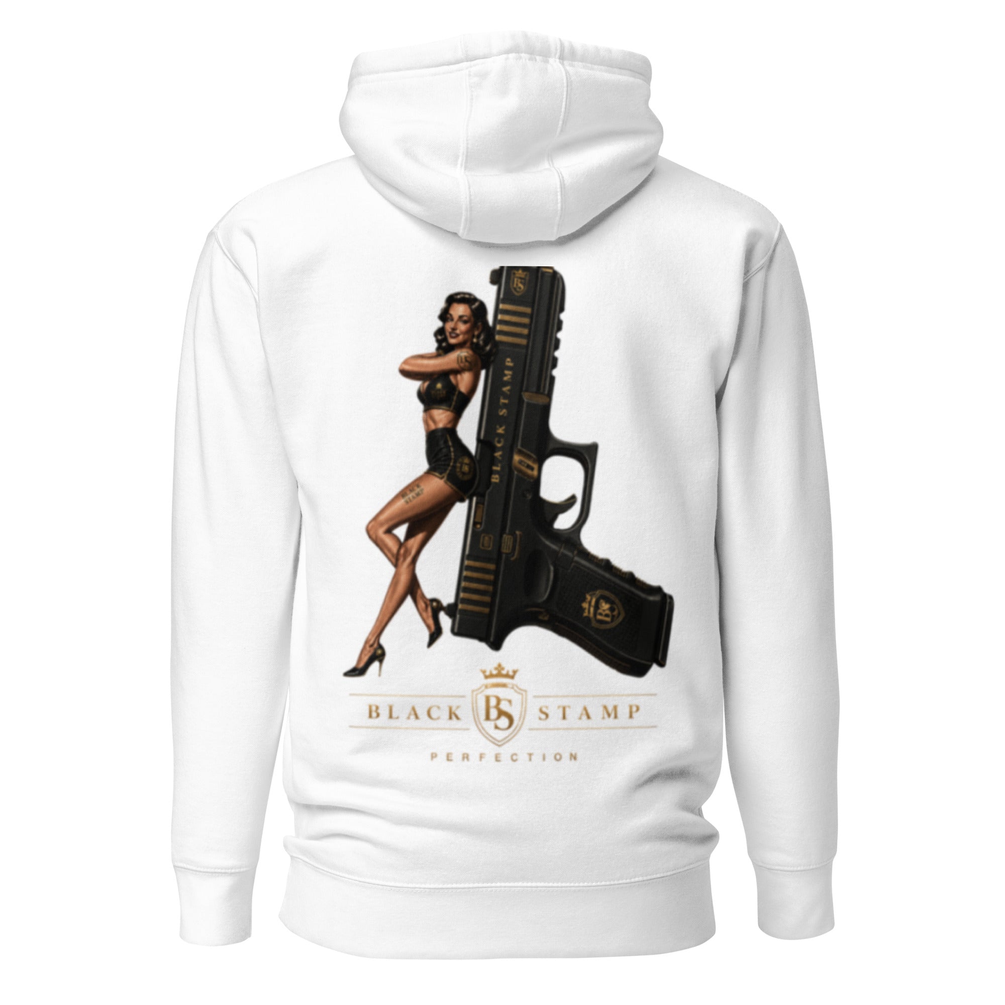 BlackStamp Pinup Girl With Glock Unisex Hoodie premium hoodie, product image 24